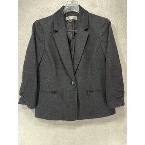 Kasper Women's size 8P Charcoal Gray Blazer Fully Lined, Ruched Sleeves